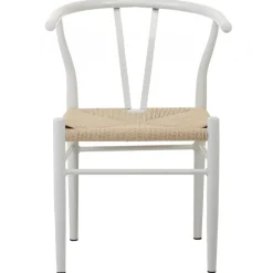 Vit stol med armstöd i metall