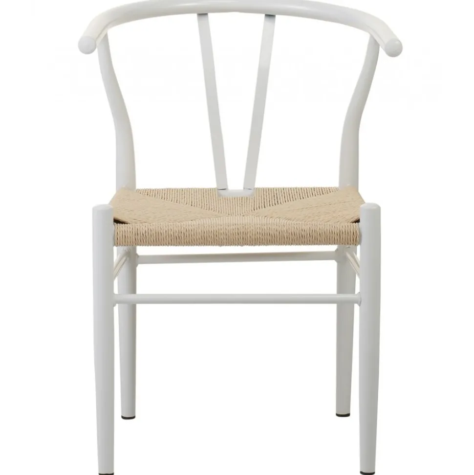 Vit stol med armstöd i metall