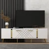 Vit TV-bänk med gulddetaljer - 150 cm