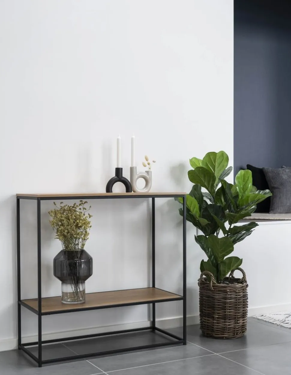 Vita Konsolbord 36 x 80 cm - Svart/ek imitation