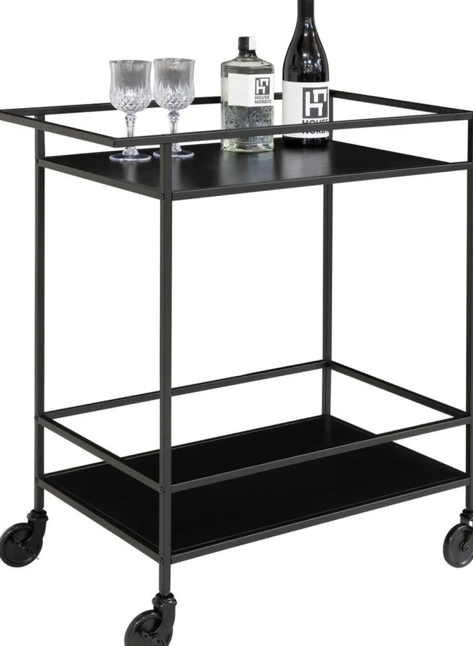 Vita Serveringsvagn 68 x 40 cm - Svart + Möbeltassar