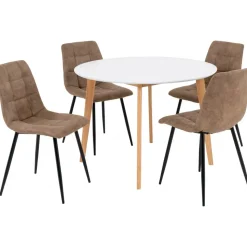 Vojens matgrupp - Brun/vit + 3.00 x Möbeltassar