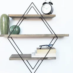 Walter vägghylla 07 - Valnöt/svart