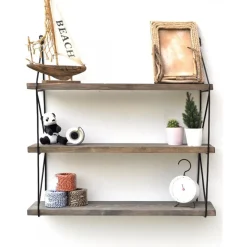 Walter vägghylla 40 - Valnöt/svart