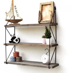 Walter vägghylla 40 - Valnöt/svart