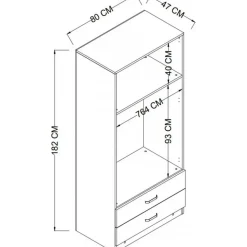 Yaman garderob 80 x 47 x 182 cm - Mattvit