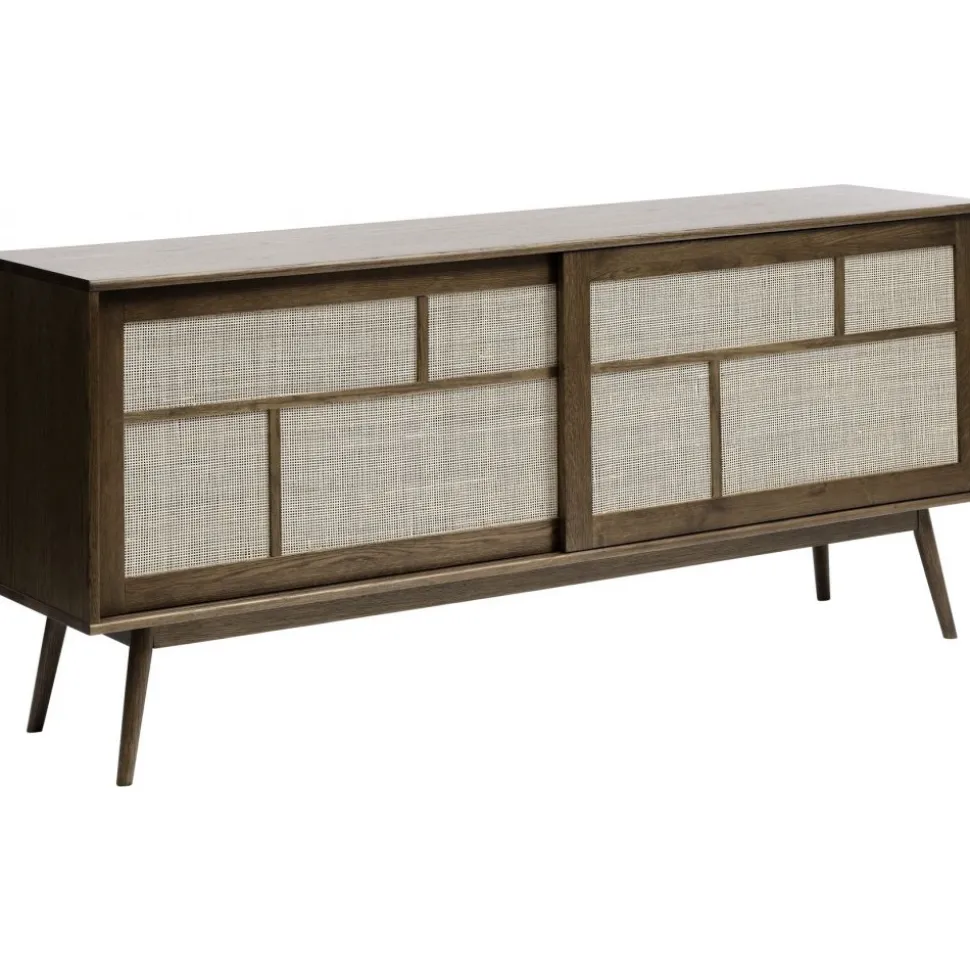 Yuma skänk i smoked oak med rotting detaljer, skjutdörrar