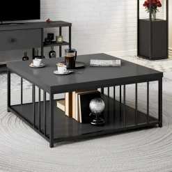 Zenn soffbord 90 x 90 cm - Antracit/svart