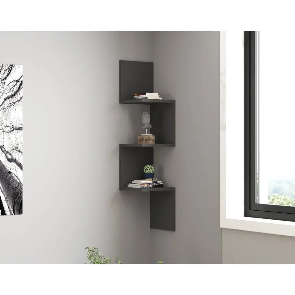 Zikzak vägghylla - Antracit