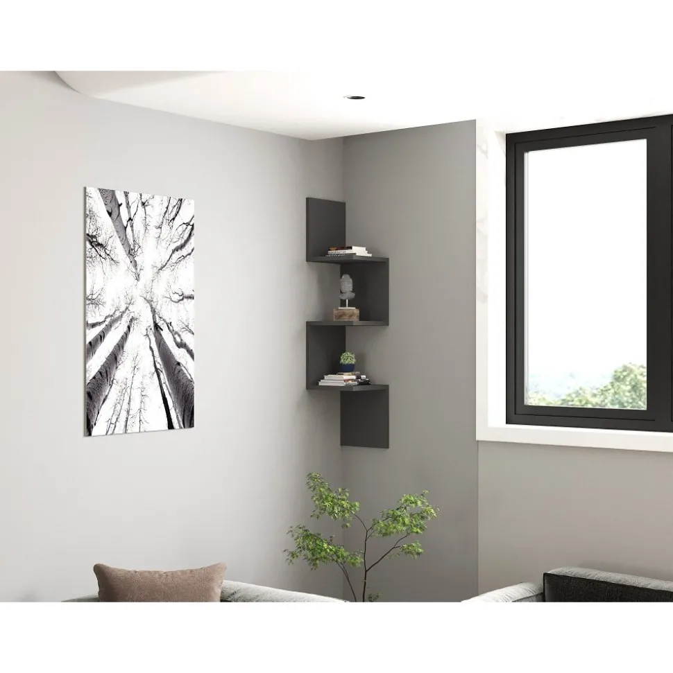 Zikzak vägghylla - Antracit