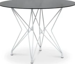 Zoo runt matbord med glasskiva Ø106 cm - Vit / Tonat glas