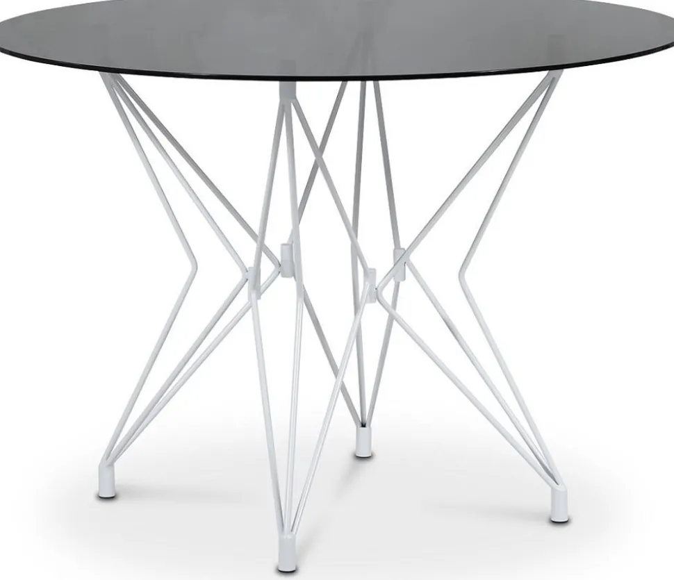 Zoo runt matbord med glasskiva Ø106 cm - Vit / Tonat glas + Fläckborttagare för möbler